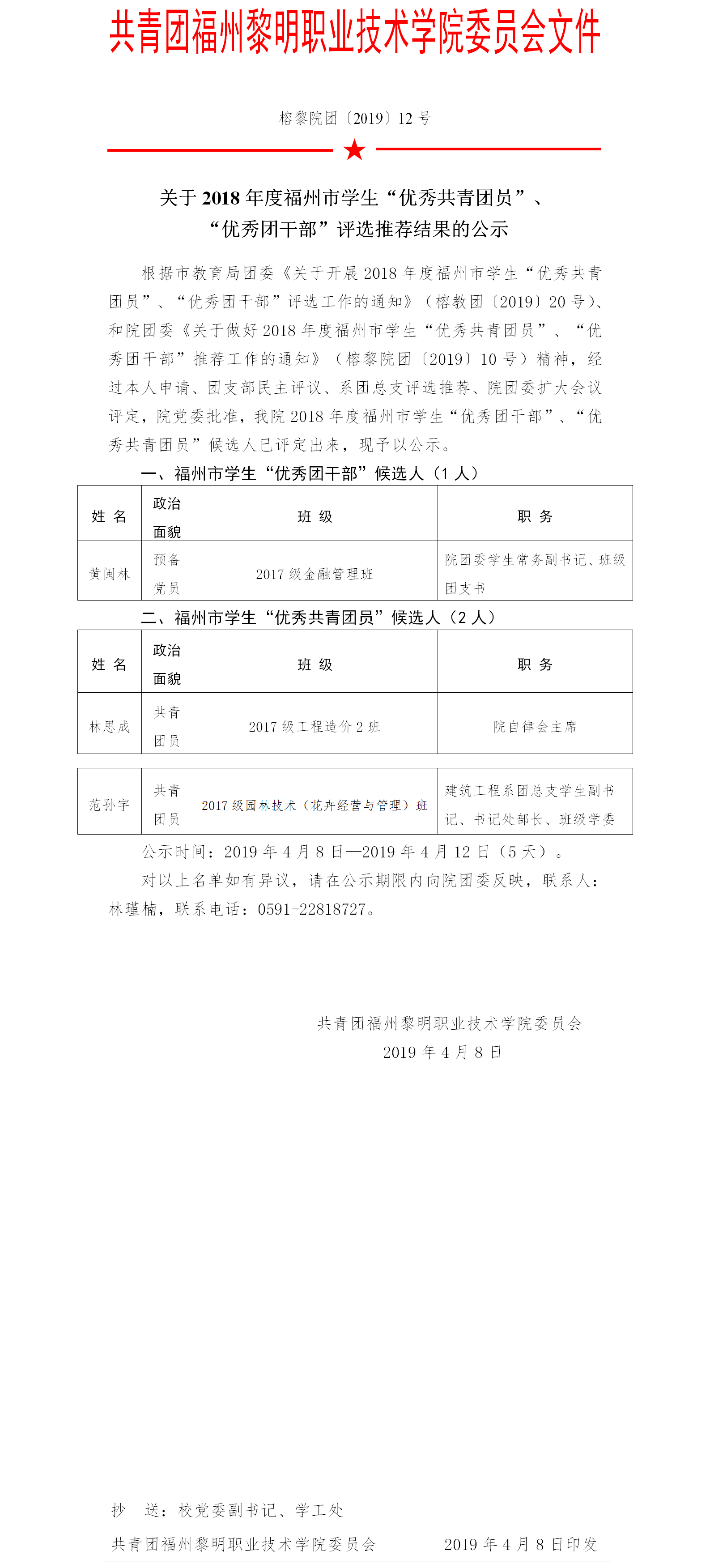 榕黎院团〔2019〕12号——关于2018年度福州市学生“优秀共青团员”、“优秀团干部”评选推荐结果的公示.png