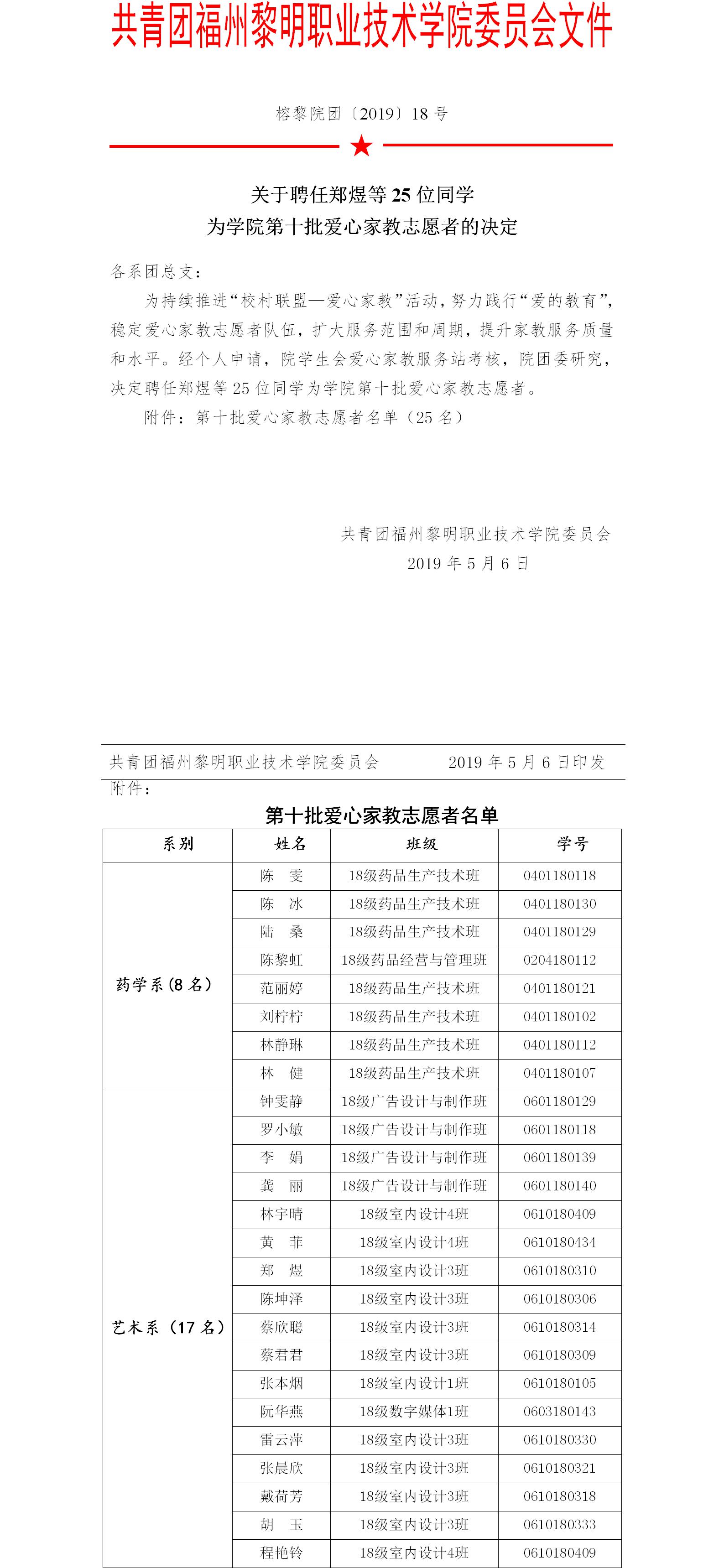 榕黎院团〔2019〕18号——关于聘任郑煜等25位同学为学院第十批爱心家教志愿者的决定.jpg